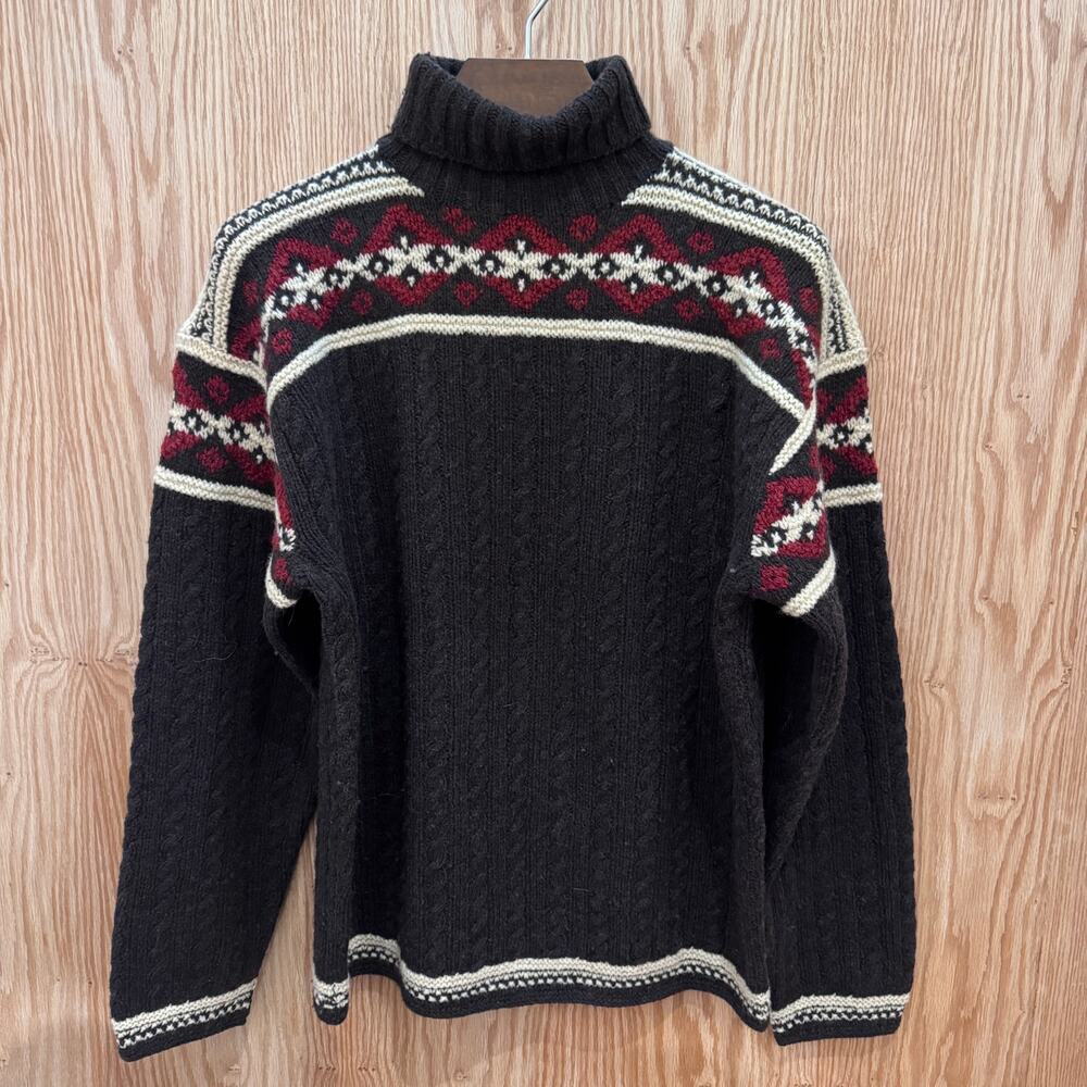 Vintage Ralph Lauren Polo Sport Fair Isle Sweater Turtleneck L Brown Red Wool